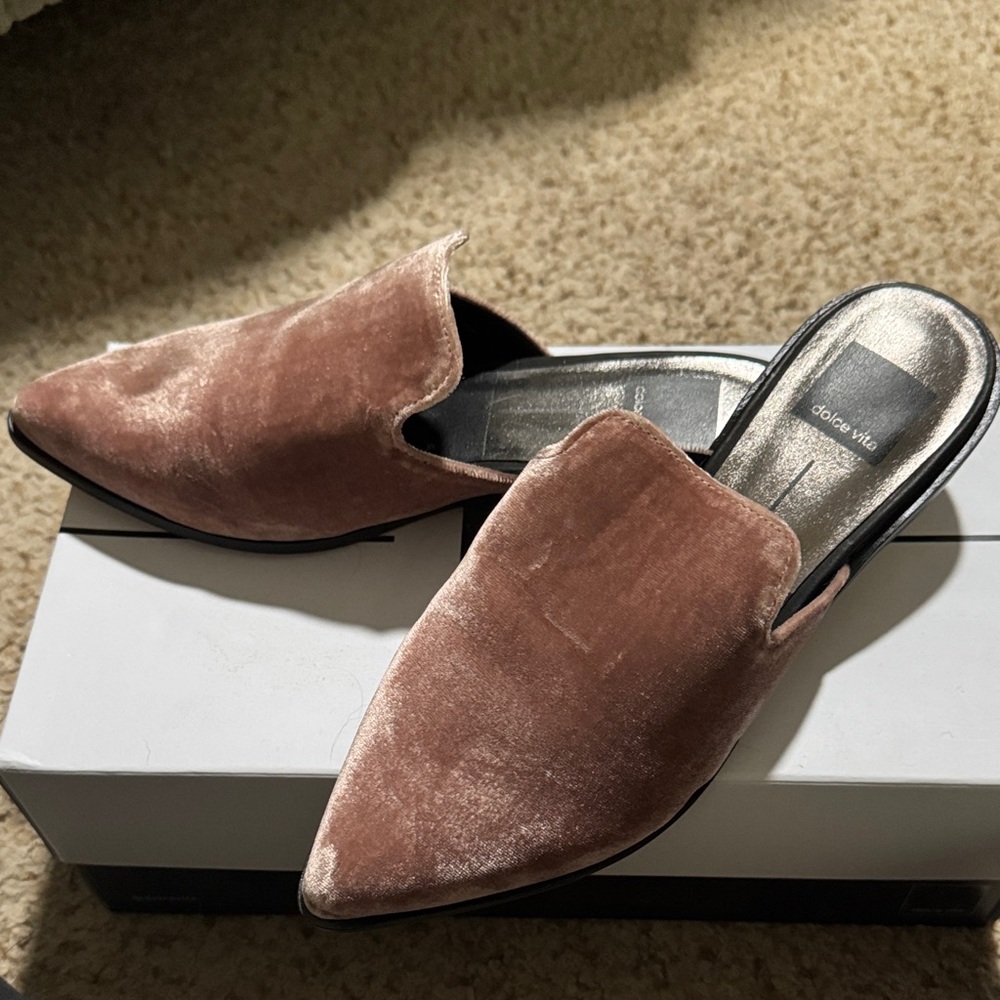 Dolce Vita Velvet Mules - Tan